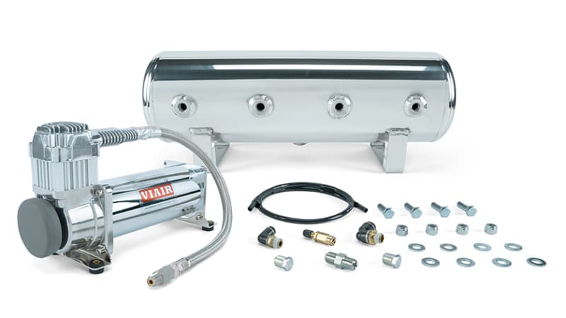 2.5 Gal. Polished Tank w/ Viair 444c Chrome Compressor (Incl. Fittings & Mounting Hardware)