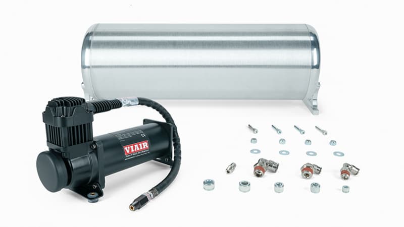18in FLO Tank w/ Viair 444c Black Compressor (Incl. Fittings & Tank Mounting Hardware)