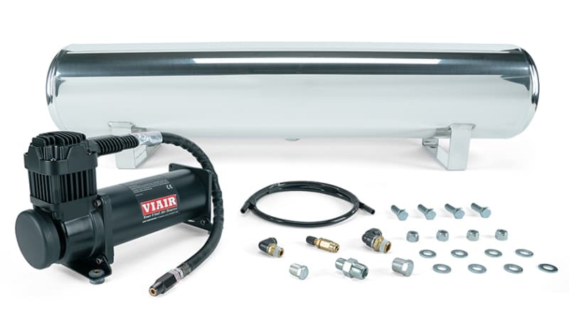 4 Gal. Polished Tank w/ Viair 444b Blk Compressor (Incl. Fittings & Mounting Hardware)