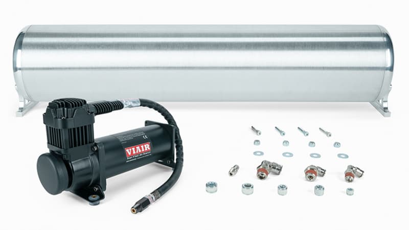 28in FLO Tank w/ Viair 444c Black Compressor (Incl. Fittings & Tank Mounting Hardware)