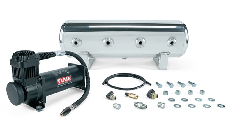 2.5 Gal. Polished Tank w/ Viair 444b Blk Compressor (Incl. Fittings & Mounting Hardware)