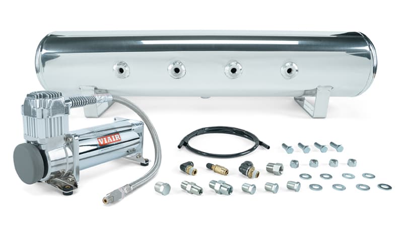 4 Gal. 7-Port Tank w/ Viair 444c Chrome Compressor (Incl. Fittings & Mounting Hardware)
