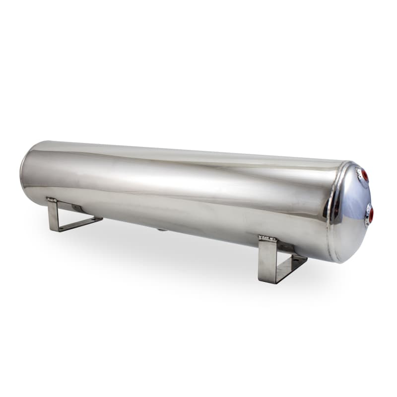 4 Gal Alum Tank - (2) 1/4in (2) 3/8in End & 1/4in Drain - 30in L X 6in D - Polished